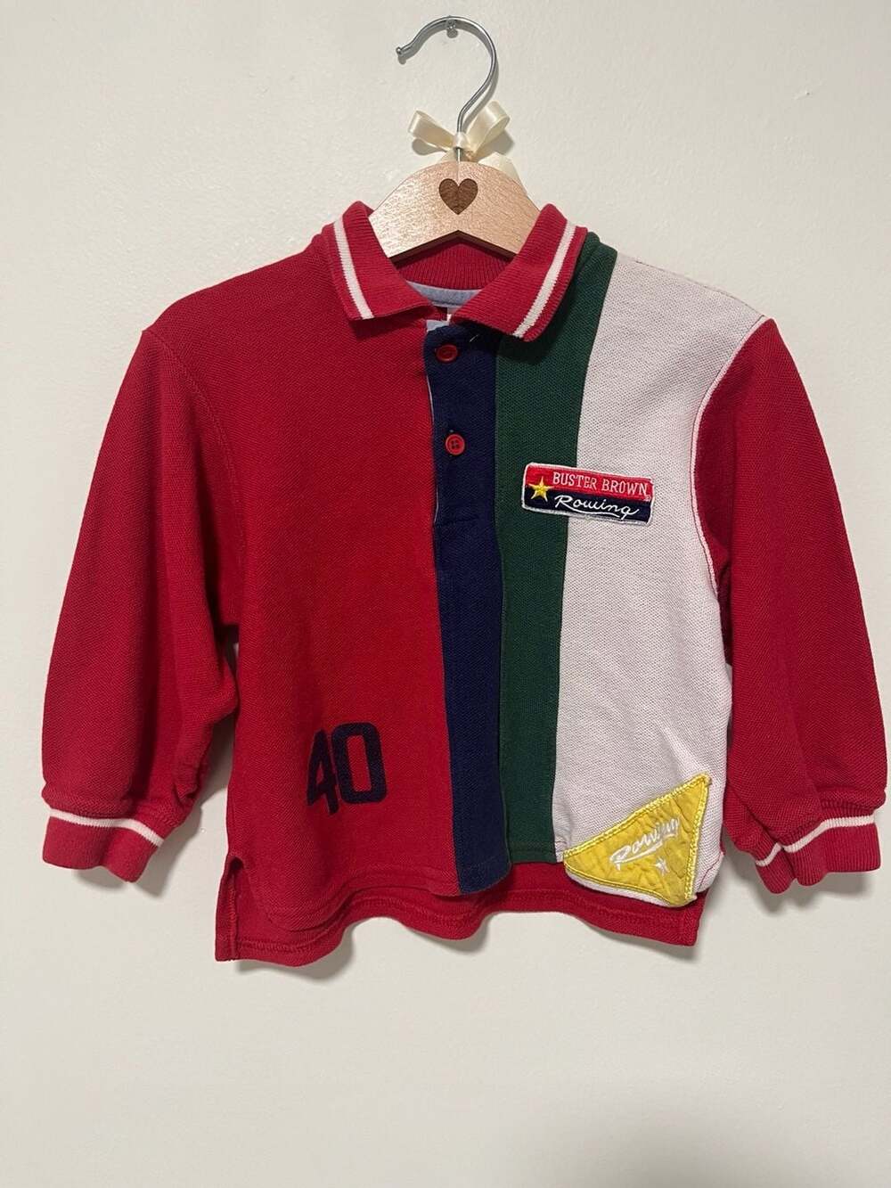 Buster Brown Rowing Polo Shirt Size 4T Multicolor Long Sleeve